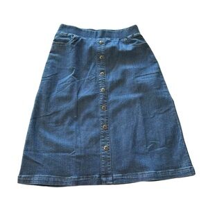 Appleseed's Blue and Gold Midi A-Line Skirt